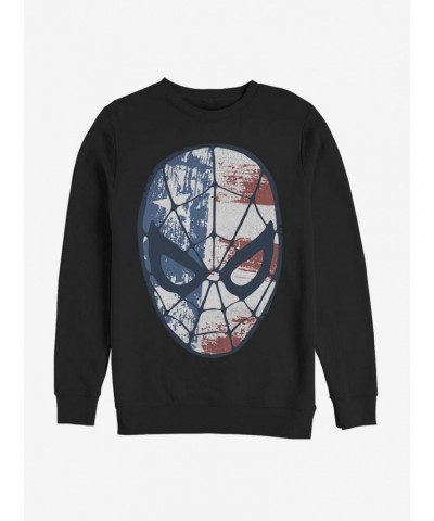 Marvel Spider-Man American Flag Face Sweatshirt $14.46 Sweatshirts