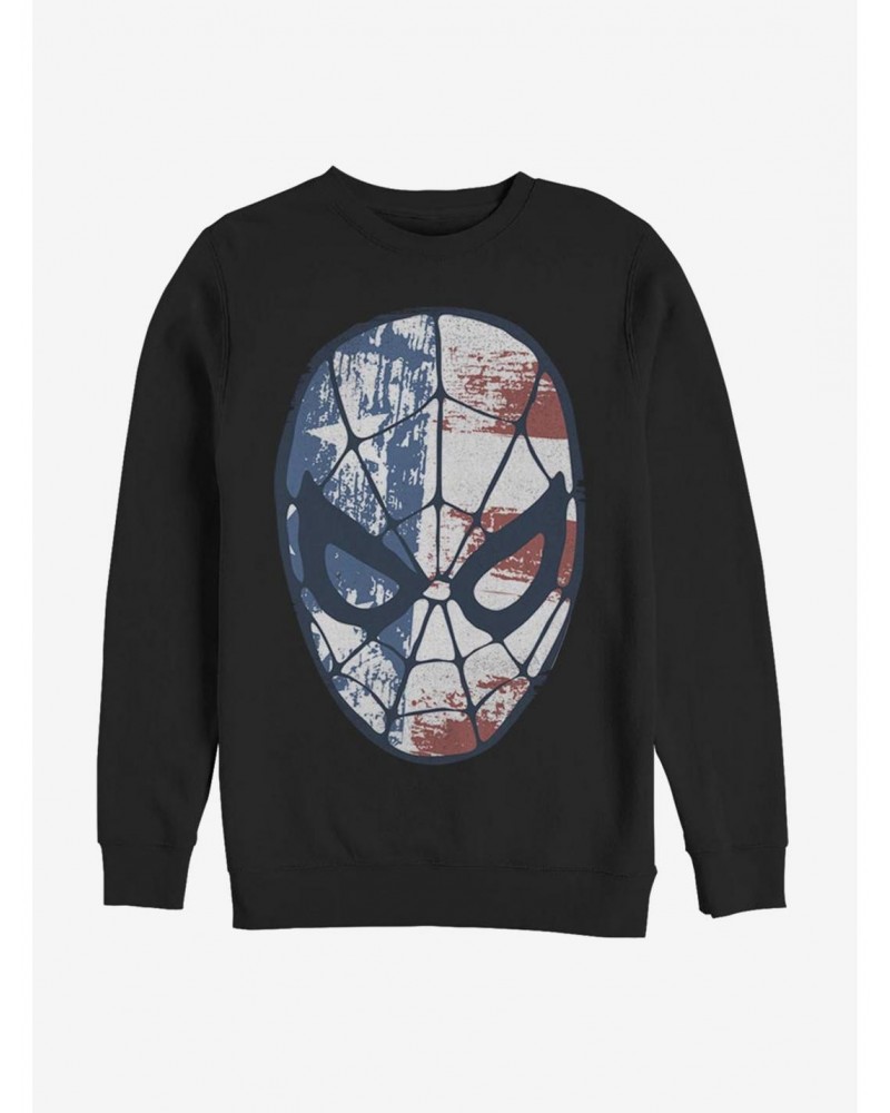 Marvel Spider-Man American Flag Face Sweatshirt $14.46 Sweatshirts