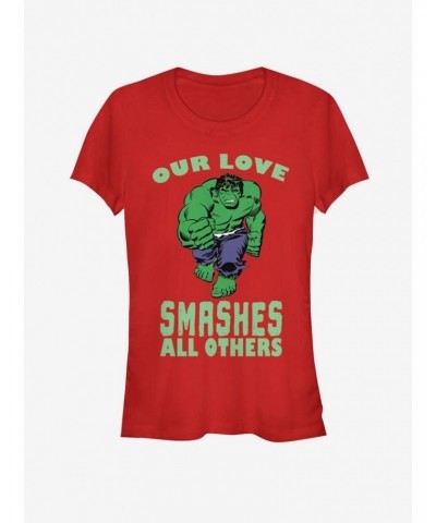 Marvel Hulk Smashing Love Valentine Girls T-Shirt $7.97 T-Shirts