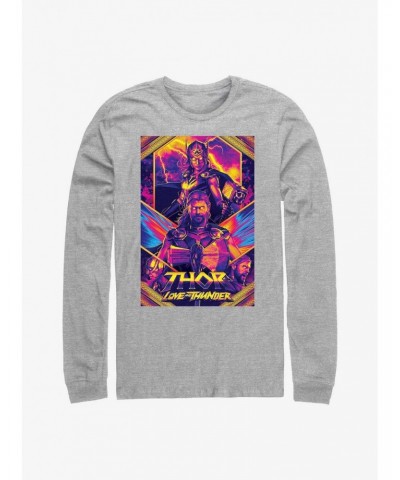 Marvel Thor: Love And Thunder Neon Poster Long Sleeve T-Shirt $10.00 T-Shirts