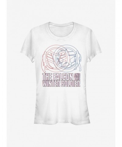 Marvel The Falcon And The Winter Soldier Red Blue Wireframe Girls T-Shirt $6.77 T-Shirts