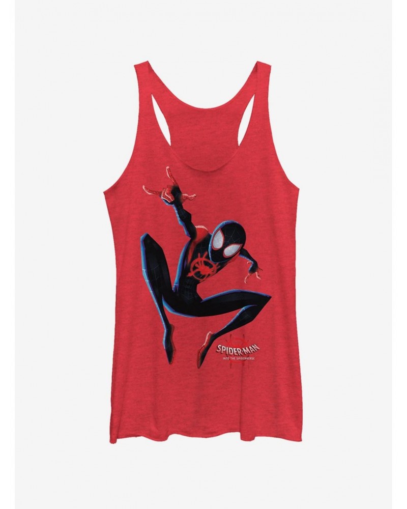 Marvel Spider-Man: Into The Spider-Verse Big Miles Heather Red Girls Tank Top $7.46 Tops